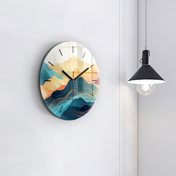 Wanduhr glas rund Berglandschaft