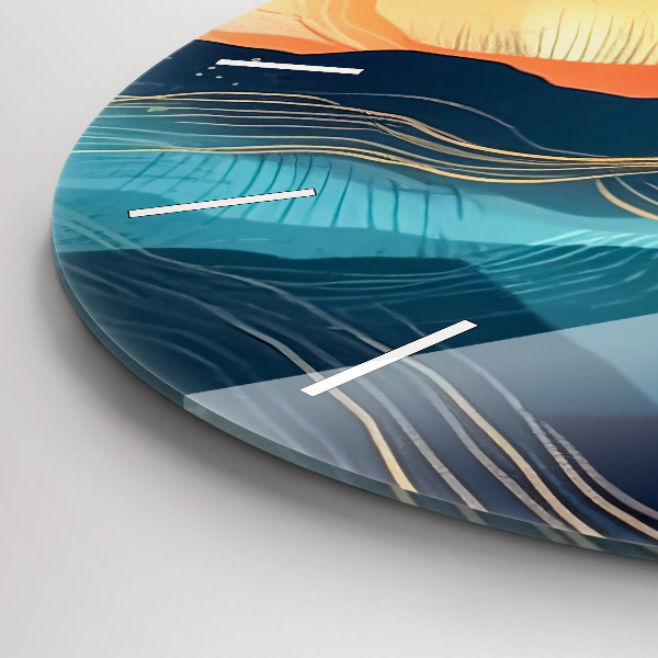 Wanduhr glas rund Berglandschaft