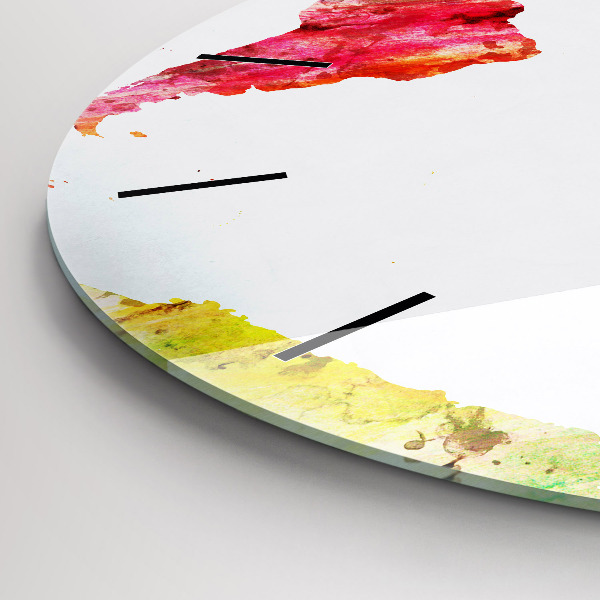 Wanduhr rund Aquarellierte Weltkarte