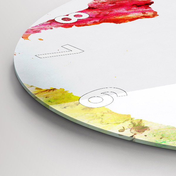 Wanduhr rund Aquarellierte Weltkarte