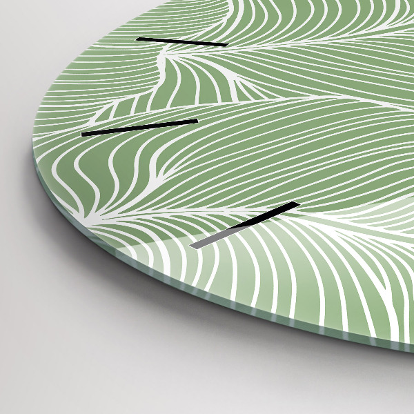 Wanduhr rund Natur Blattmuster