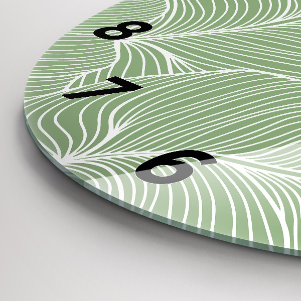 Wanduhr rund Natur Blattmuster