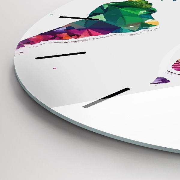 Wanduhr rund mit motiv Weltkarte Dreiecke