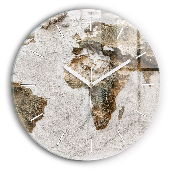 Wanduhr glas rund Alte Weltkarte