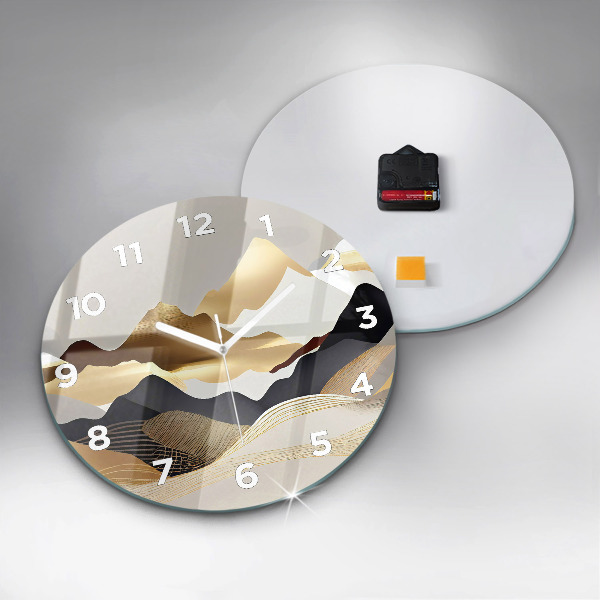 Wanduhr rund Abstrakte goldene Berge
