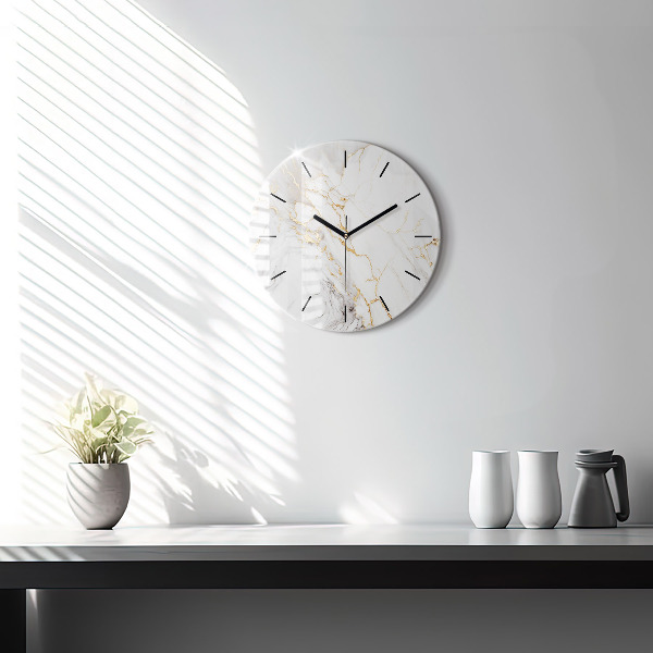 Wanduhr glas rund Dekorativer Marmor