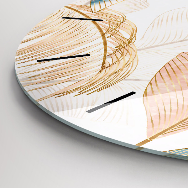 Wanduhr rund Blattmuster Natur