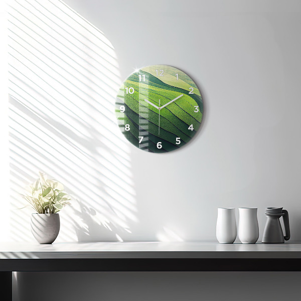 Wanduhr rund mit motiv Abstrakte grüne Felder