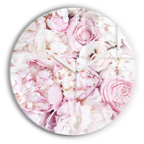 Wanduhr glas rund Dekorative Blumen