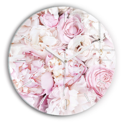 Wanduhr glas rund Dekorative Blumen