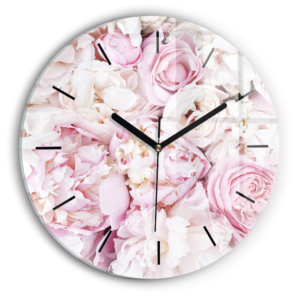 Wanduhr glas rund Dekorative Blumen