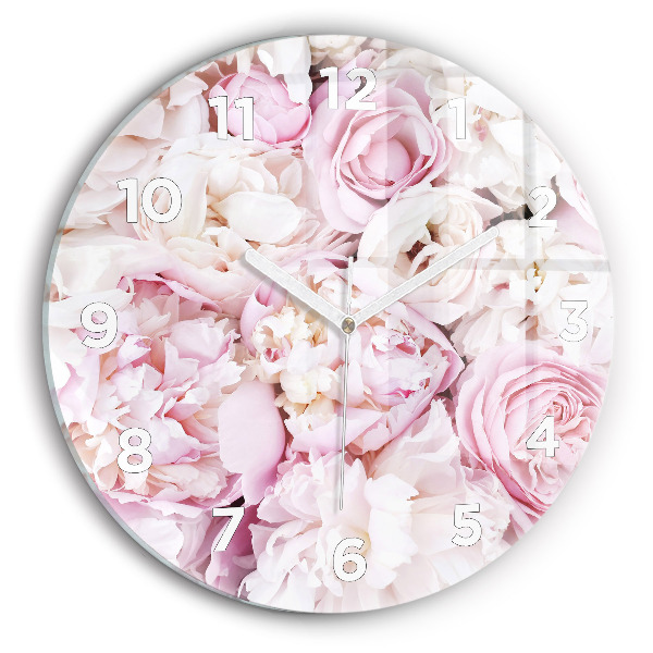Wanduhr glas rund Dekorative Blumen