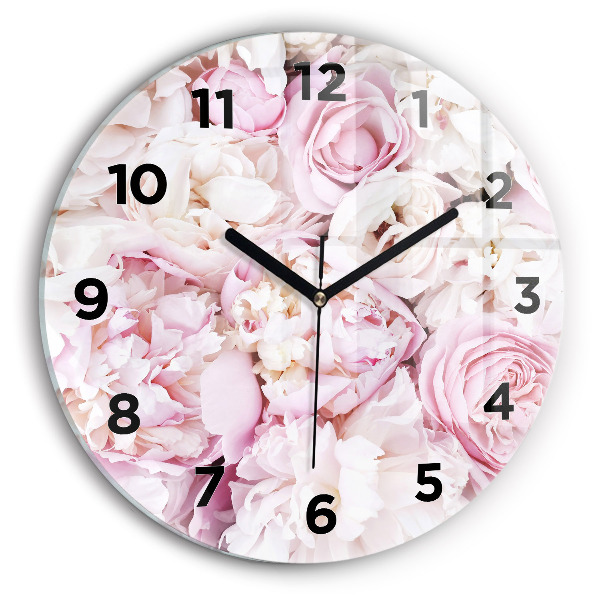 Wanduhr glas rund Dekorative Blumen