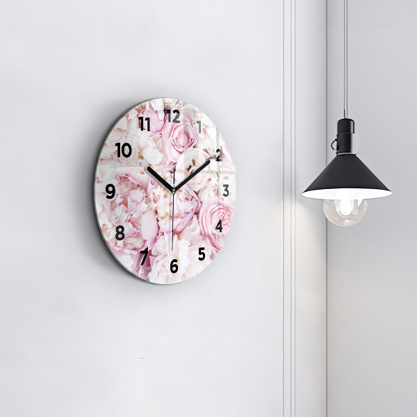 Wanduhr glas rund Dekorative Blumen