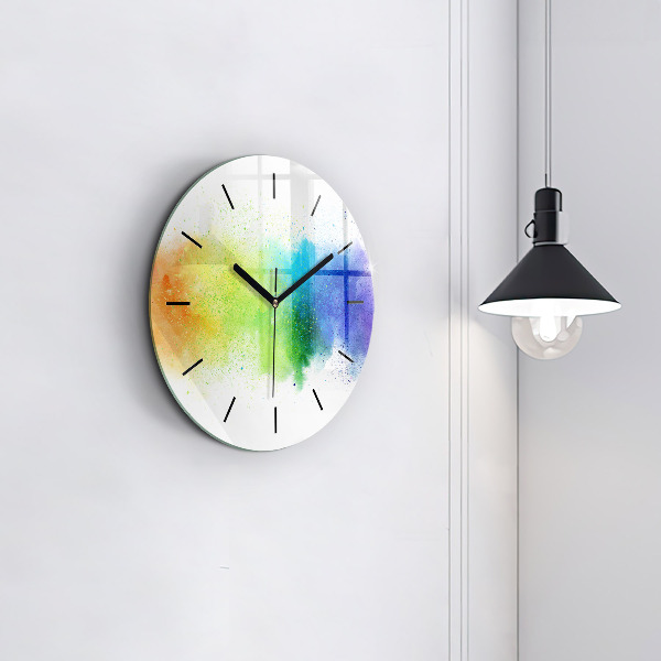 Wanduhr rund Abstrakter Regenbogen