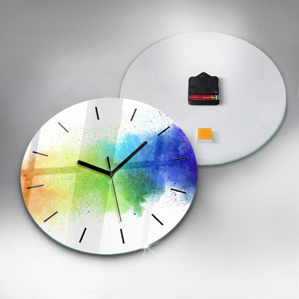 Wanduhr rund Abstrakter Regenbogen