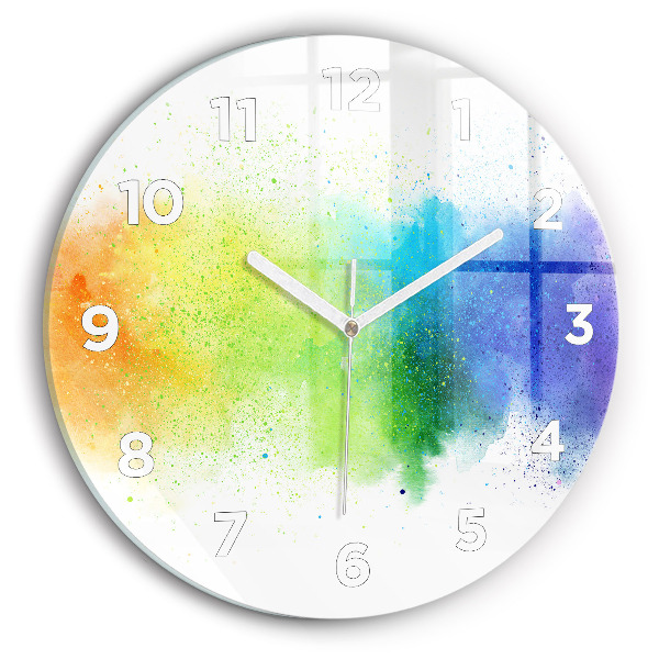Wanduhr rund Abstrakter Regenbogen