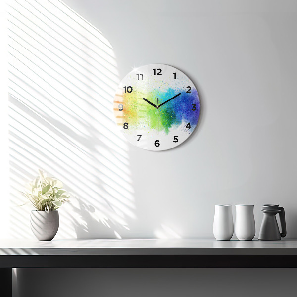 Wanduhr rund Abstrakter Regenbogen