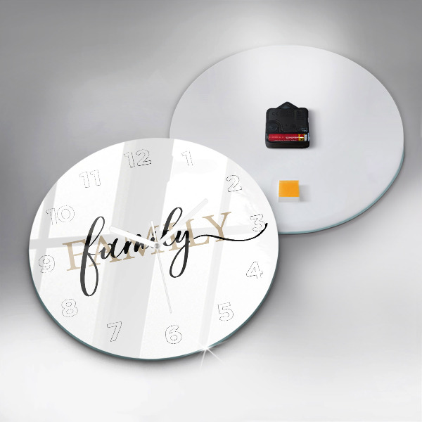 Wanduhr glas rund Familieninschrift