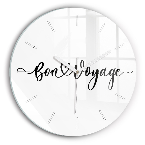 Wanduhr glas rund Inschrift Bon voyage