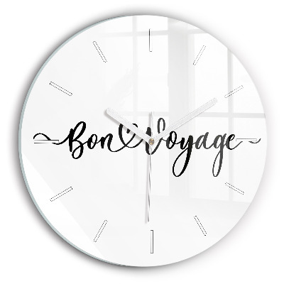 Wanduhr glas rund Inschrift Bon voyage