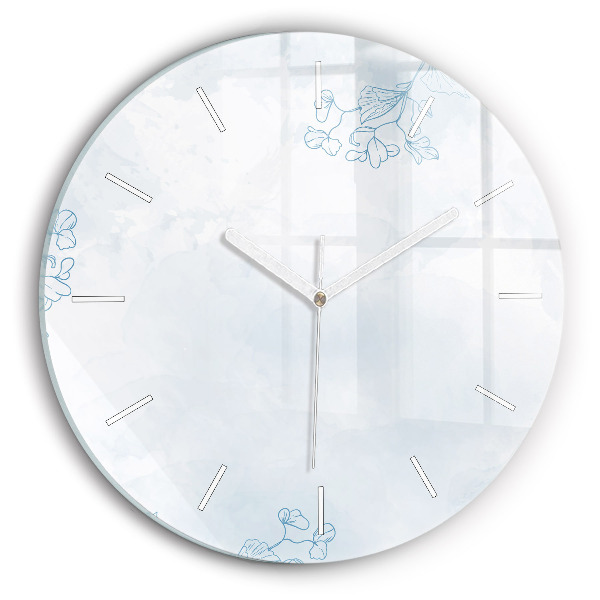 Wanduhr rund Skizze von Pflanzen