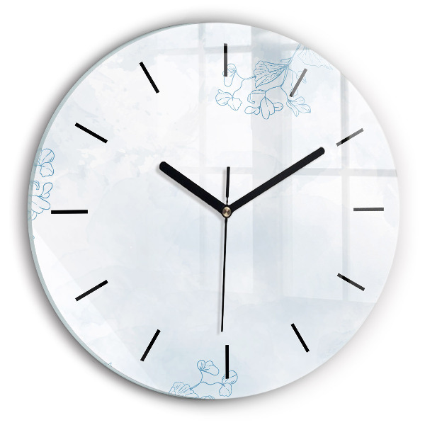 Wanduhr rund Skizze von Pflanzen