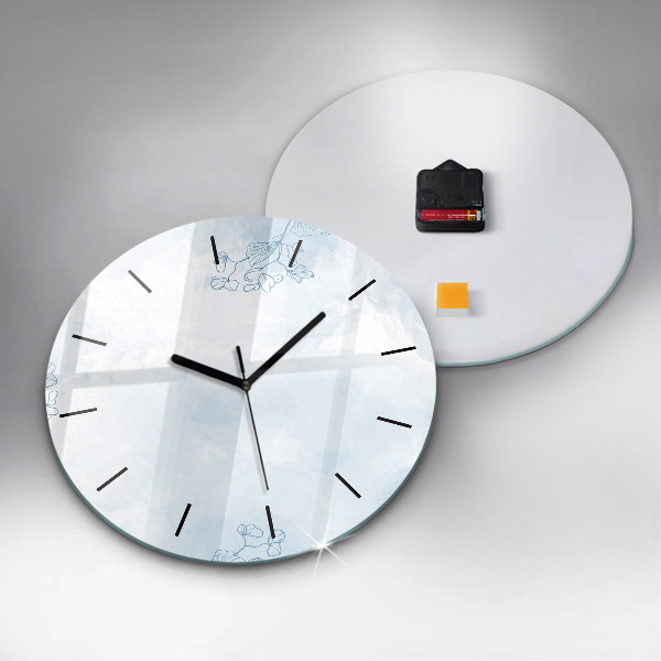 Wanduhr rund Skizze von Pflanzen