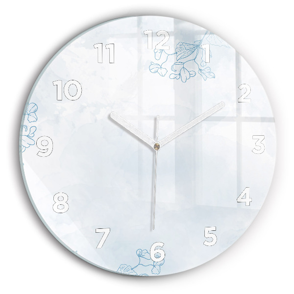 Wanduhr rund Skizze von Pflanzen