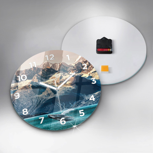 Wanduhr glas rund Walfisch Wasser
