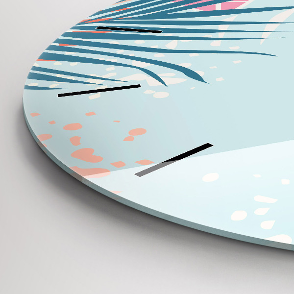 Wanduhr rund mit motiv Pastellfarbene Blätter