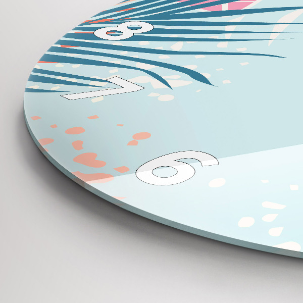 Wanduhr rund mit motiv Pastellfarbene Blätter