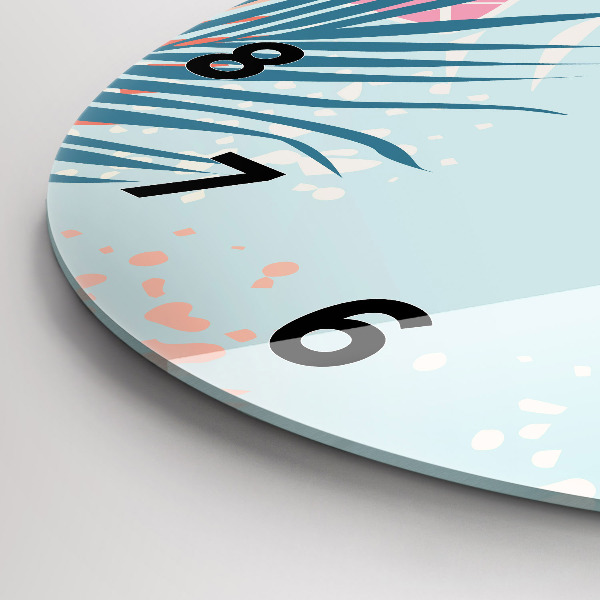 Wanduhr rund mit motiv Pastellfarbene Blätter