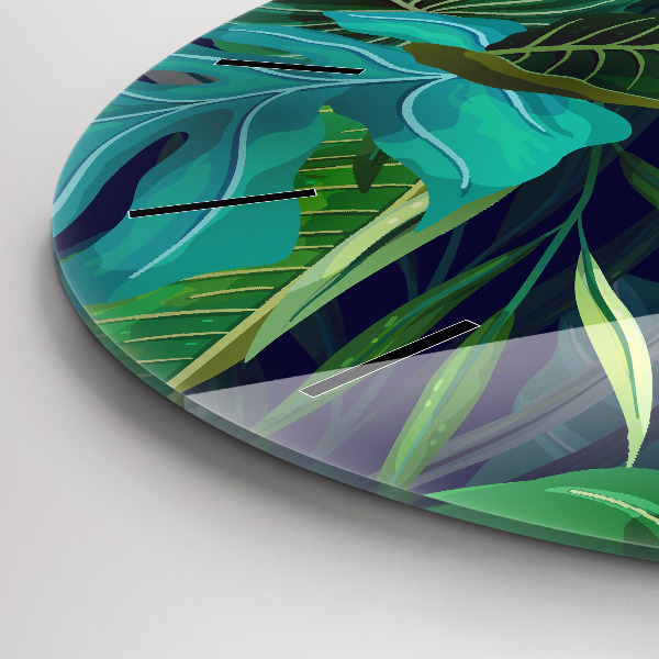 Wanduhr rund Exotische Blätter