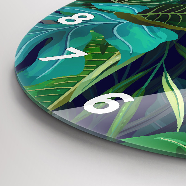 Wanduhr rund Exotische Blätter