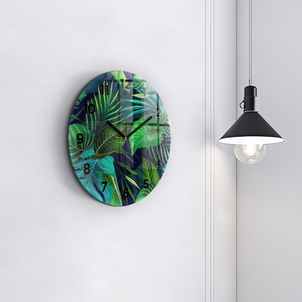 Wanduhr rund Exotische Blätter