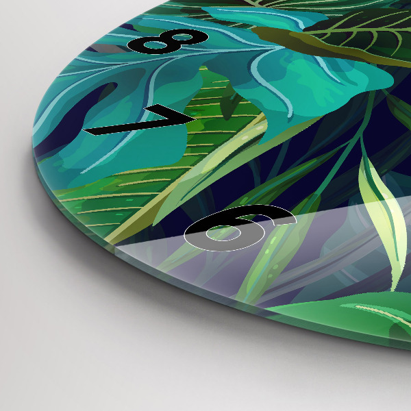 Wanduhr rund Exotische Blätter