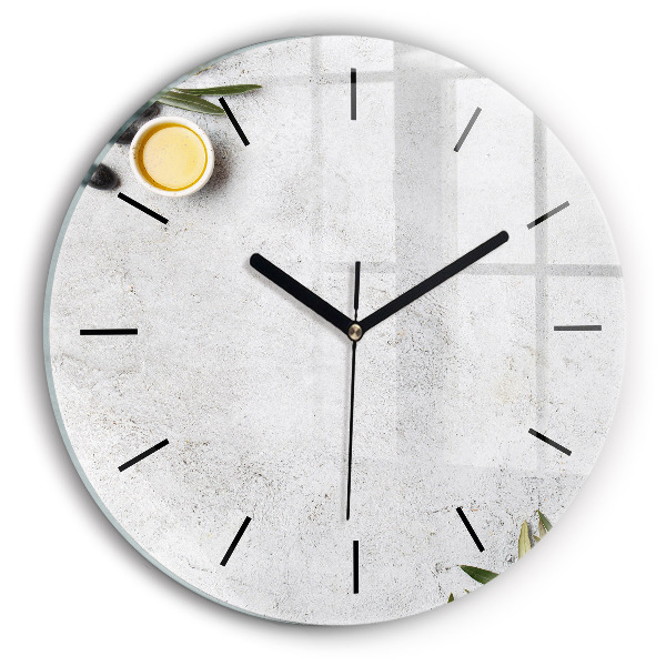 Wanduhr glas rund Minimalistische Oliven