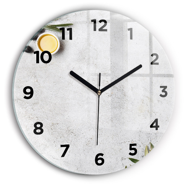 Wanduhr glas rund Minimalistische Oliven