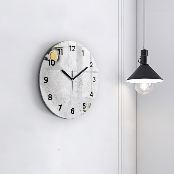 Wanduhr glas rund Minimalistische Oliven