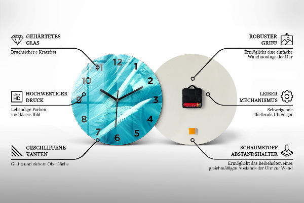 Wanduhr glas rund Minimalistische Oliven