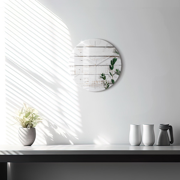 Wanduhr glas rund Hölzerne Bretter