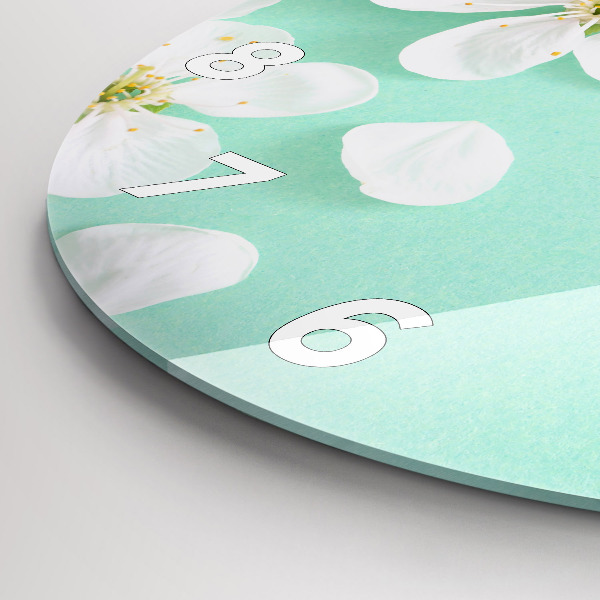 Wanduhr glas rund Blühende Gänseblümchen