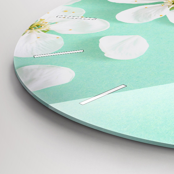 Wanduhr glas rund Blühende Gänseblümchen