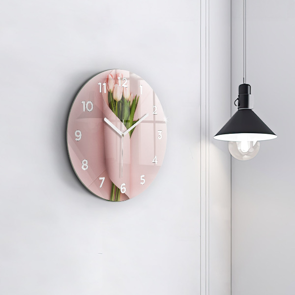 Wanduhr rund mit motiv Blumenstrauß aus Tulpenblüten