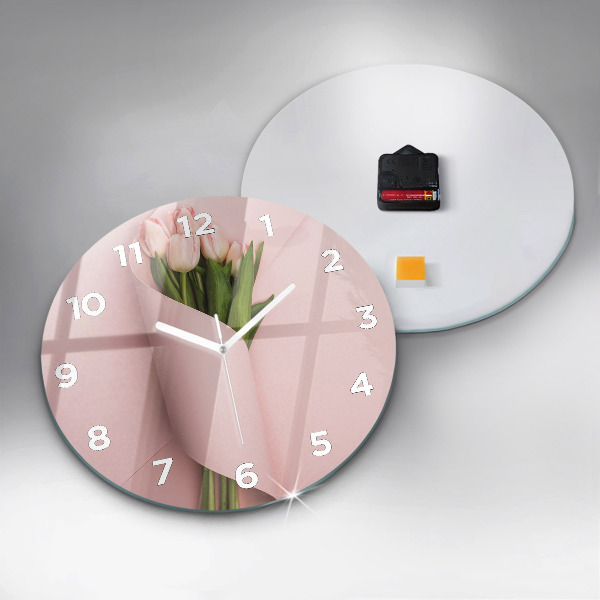 Wanduhr rund mit motiv Blumenstrauß aus Tulpenblüten
