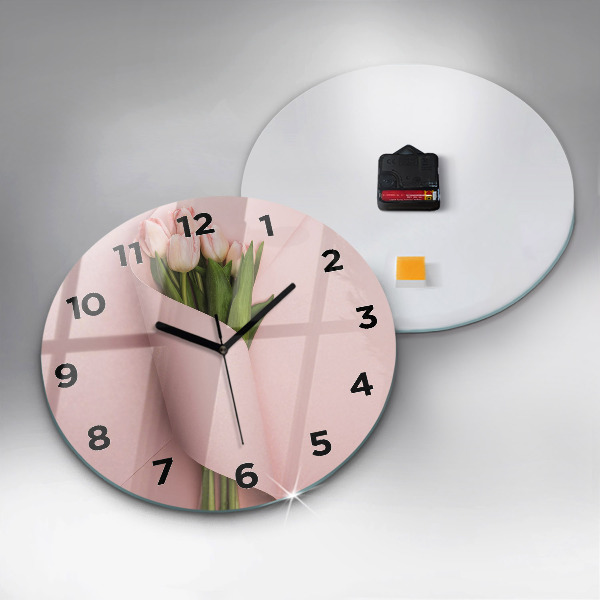 Wanduhr rund mit motiv Blumenstrauß aus Tulpenblüten