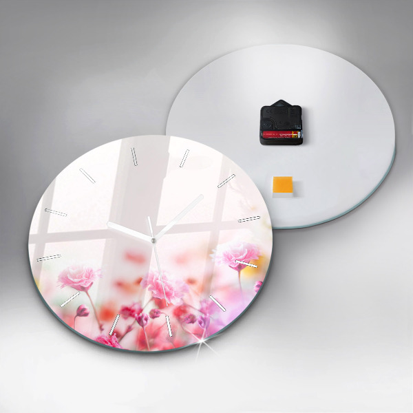 Wanduhr rund Blumen auf einer Wiese