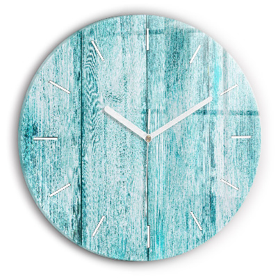 Wanduhr glas rund Blaues altes Holz