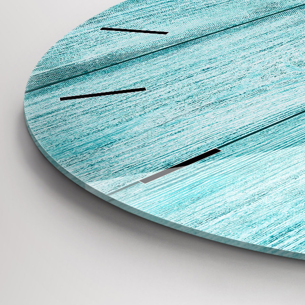 Wanduhr glas rund Blaues altes Holz